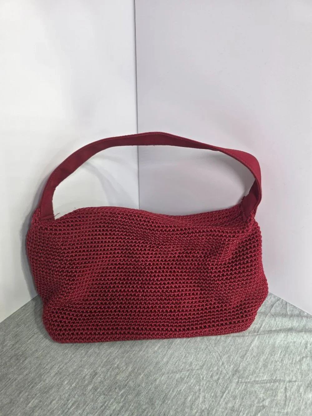 The Sak Crochet Hobo Bag Burgundy Red Shoulder Purse